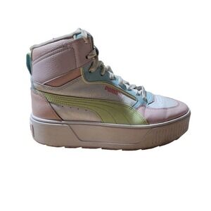 PUMA Karmen Rebelle Mid Platform Sneakers Pink Pastel Color Block Size 6.5
